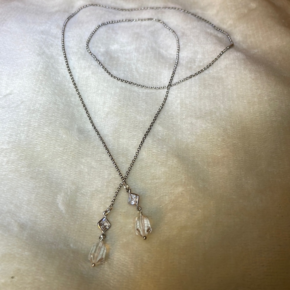 Sterling silver and crystal Lariat necklace